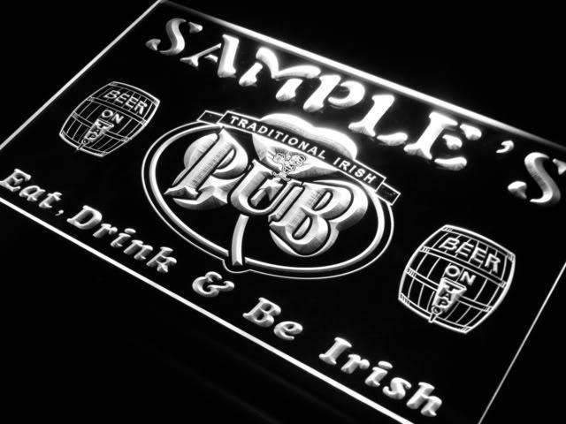 Personalized Traditional Irish Pub LED Light Sign - Way Up Gifts