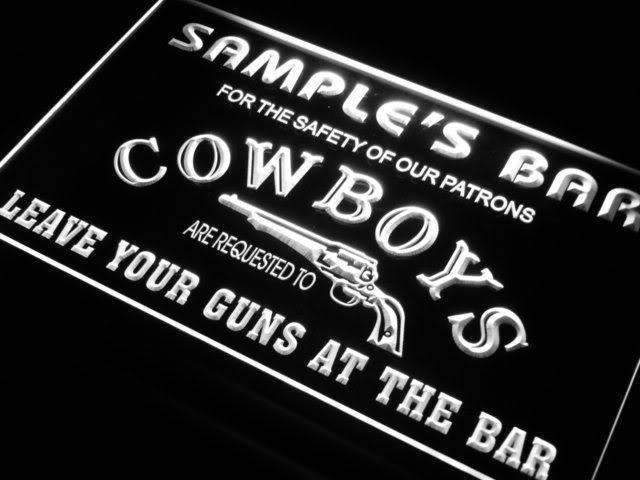 Personalized Western Cowboy Bar LED Light Sign - LED Gift Works
