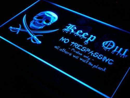 Pirate Keep Out LED Light Sign - Way Up Gifts