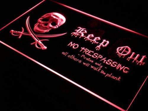 Pirate Keep Out LED Light Sign - LED Gift Works