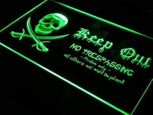 Pirate Keep Out LED Light Sign - Way Up Gifts