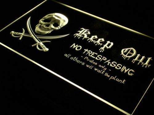 Pirate Keep Out LED Light Sign - Way Up Gifts