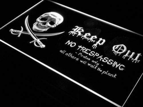 Pirate Keep Out LED Light Sign - Way Up Gifts