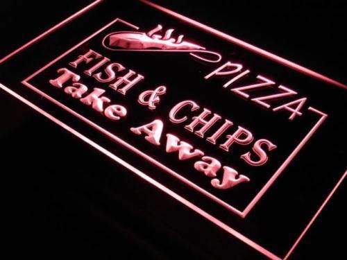 Pizza Fish Chips LED Light Sign - Way Up Gifts