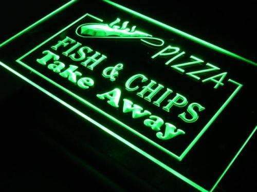 Pizza Fish Chips LED Light Sign - Way Up Gifts