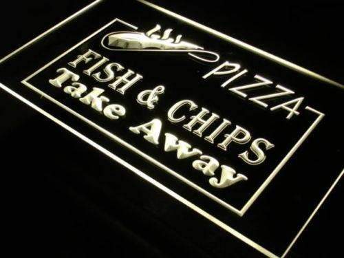 Pizza Fish Chips LED Light Sign - Way Up Gifts