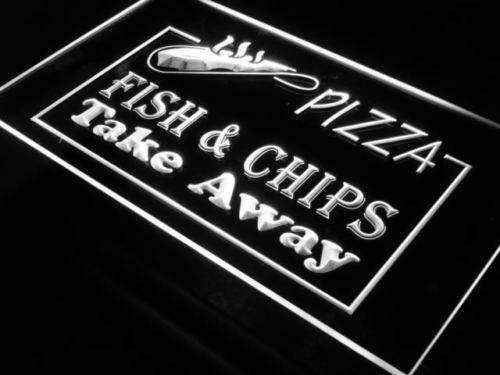 Pizza Fish Chips LED Light Sign - Way Up Gifts