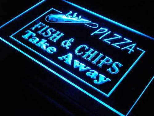 Pizza Fish Chips LED Light Sign - Way Up Gifts