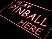 Play Pinball Here LED Light Sign - LED Gift Works