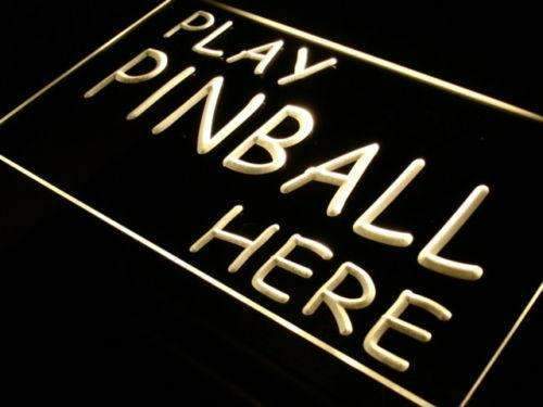 Play Pinball Here LED Light Sign - LED Gift Works