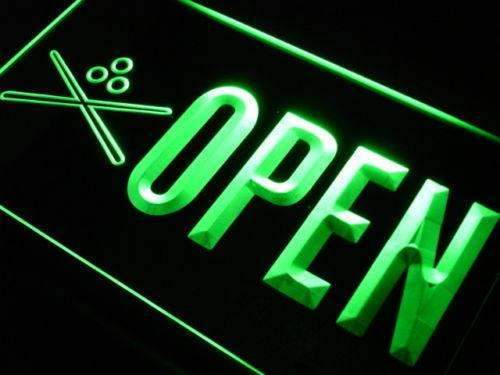 Pool Cues Billiards Open LED Light Sign - LED Gift Works