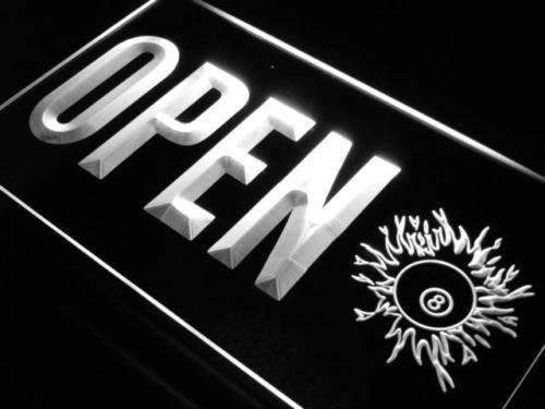 Pool Hall Billiards Open LED Light Sign - LED Gift Works