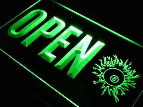 Pool Hall Billiards Open LED Light Sign - Way Up Gifts