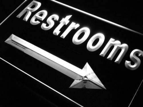 Right Arrow Restrooms LED Light Sign - Way Up Gifts