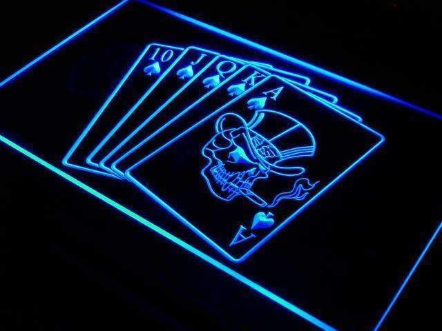 Royal Flush Poker Skull LED Light Sign - Way Up Gifts