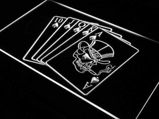 Royal Flush Poker Skull LED Light Sign - LED Gift Works