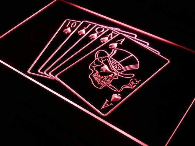 Royal Flush Poker Skull LED Light Sign - LED Gift Works