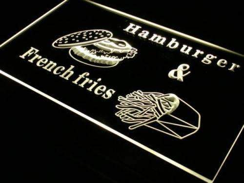Hamburger French Fries LED Light Sign - LED Gift Works