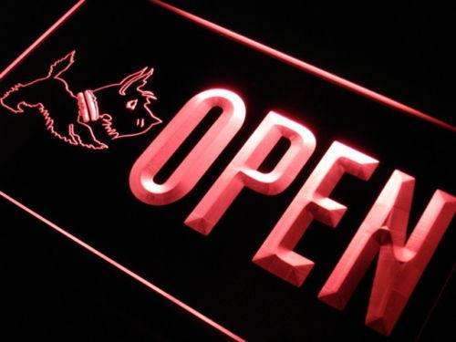 Scottie Dog Pet Shop Open LED Light Sign - LED Gift Works