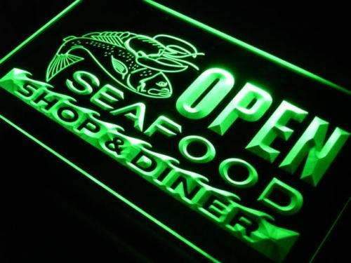Seafood Shop and Diner Open LED Light Sign - Way Up Gifts