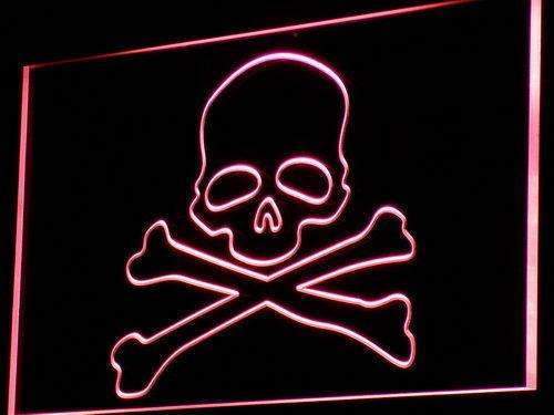 Skull Crossbones LED Light Sign - LED Gift Works