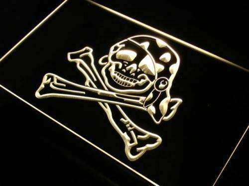 Skull Crossbones Pirate Girl LED Light Sign - LED Gift Works