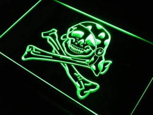 Skull Crossbones Pirate Girl LED Light Sign - Way Up Gifts