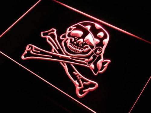 Skull Crossbones Pirate Girl LED Light Sign - LED Gift Works