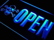 Skull Crossbones Tattoo Open LED Light Sign - LED Gift Works