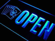 Skull Poker Bar Open LED Light Sign - LED Gift Works