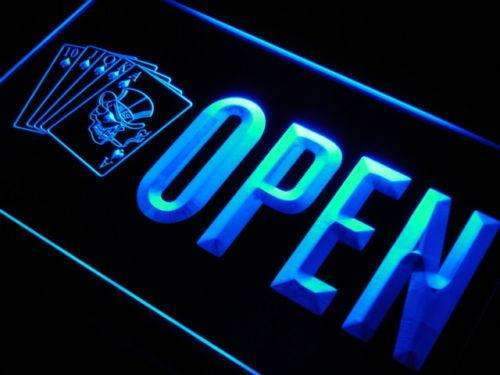 Skull Poker Bar Open LED Light Sign - LED Gift Works