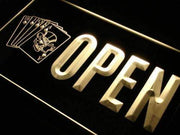 Skull Poker Bar Open LED Light Sign - LED Gift Works