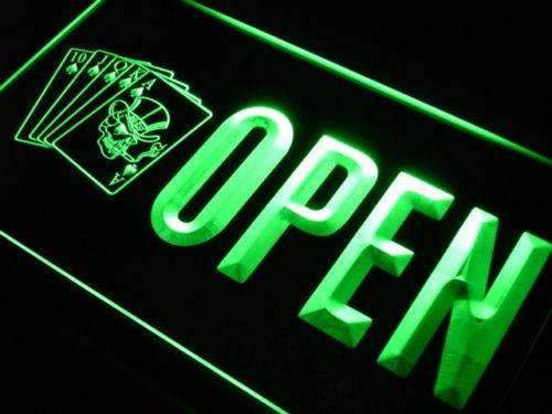 Skull Poker Bar Open LED Light Sign - LED Gift Works