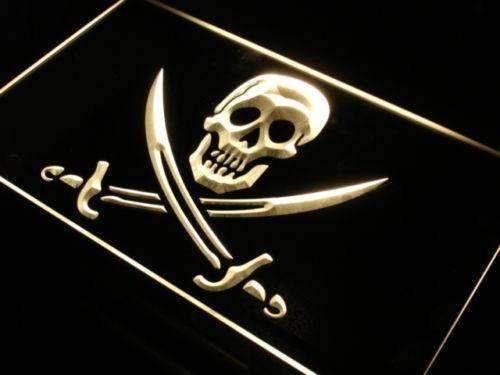 Skull Swords Pirate LED Light Sign - LED Gift Works