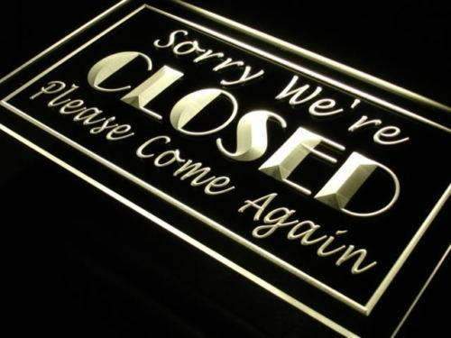 Sorry We're Closed LED Light Sign - LED Gift Works
