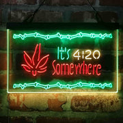 Marijuana It's 4:20 Somewhere Weed High Life Deluxe App-Enabled 3-Color LED Light Sign - LED Gift Works