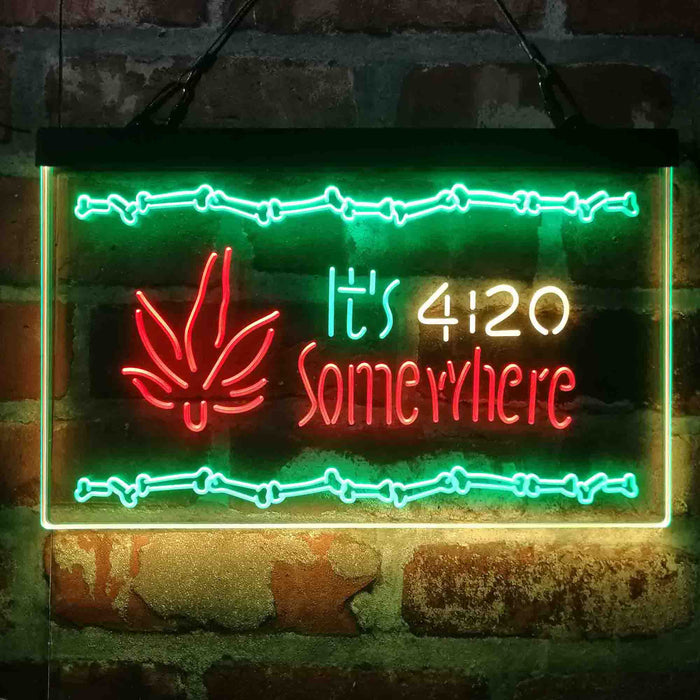 Marijuana It's 4:20 Somewhere Weed High Life Deluxe App-Enabled 3-Color LED Light Sign - Way Up Gifts