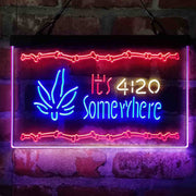 Marijuana It's 4:20 Somewhere Weed High Life Deluxe App-Enabled 3-Color LED Light Sign - LED Gift Works