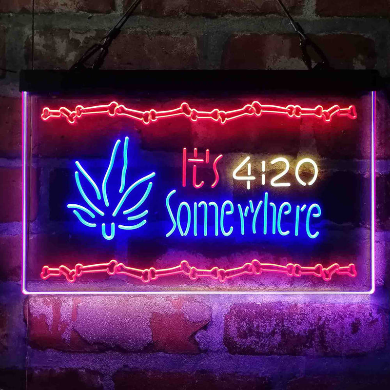 Marijuana It's 4:20 Somewhere Weed High Life Deluxe App-Enabled 3-Color LED Light Sign - LED Gift Works