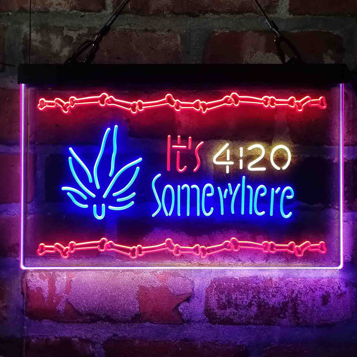 Marijuana It's 4:20 Somewhere Weed High Life Deluxe App-Enabled 3-Color LED Light Sign - Way Up Gifts