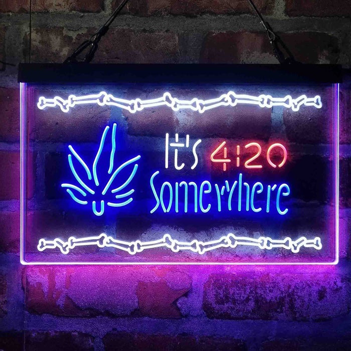 Marijuana It's 4:20 Somewhere Weed High Life Deluxe App-Enabled 3-Color LED Light Sign - Way Up Gifts