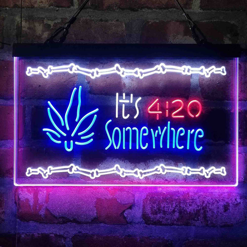 Marijuana It's 4:20 Somewhere Weed High Life Deluxe App-Enabled 3-Color LED Light Sign - LED Gift Works