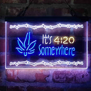 Marijuana It's 4:20 Somewhere Weed High Life Deluxe App-Enabled 3-Color LED Light Sign - LED Gift Works