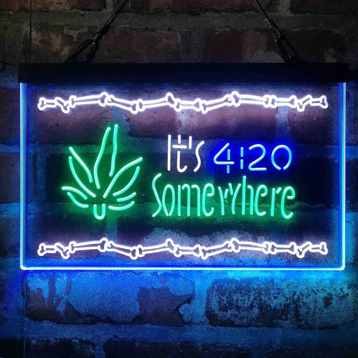 Marijuana It's 4:20 Somewhere Weed High Life Deluxe App-Enabled 3-Color LED Light Sign - LED Gift Works