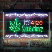 Marijuana It's 4:20 Somewhere Weed High Life Deluxe App-Enabled 3-Color LED Light Sign - LED Gift Works