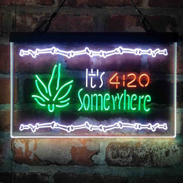 Marijuana It's 4:20 Somewhere Weed High Life Deluxe App-Enabled 3-Color LED Light Sign - Way Up Gifts