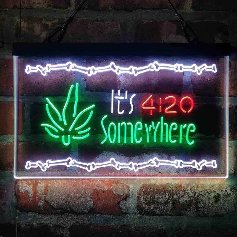 Marijuana It's 4:20 Somewhere Weed High Life Deluxe App-Enabled 3-Color LED Light Sign - LED Gift Works