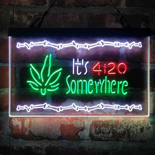 Marijuana It's 4:20 Somewhere Weed High Life Deluxe App-Enabled 3-Color LED Light Sign - Way Up Gifts