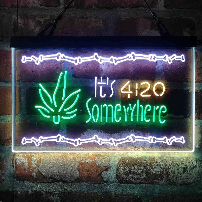 Marijuana It's 4:20 Somewhere Weed High Life Deluxe App-Enabled 3-Color LED Light Sign - LED Gift Works
