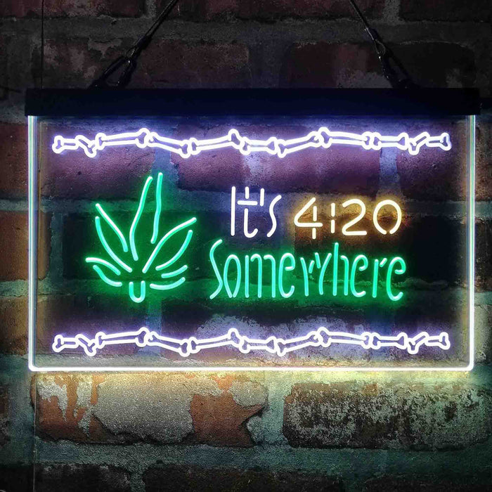 Marijuana It's 4:20 Somewhere Weed High Life Deluxe App-Enabled 3-Color LED Light Sign - Way Up Gifts